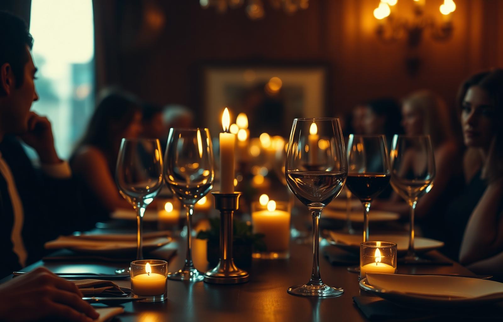 Jantar intimista à luz de velas
